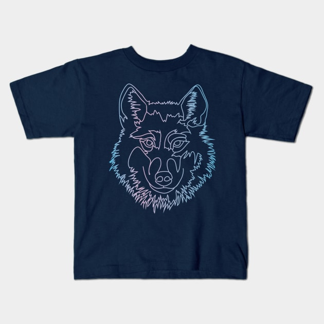 Vector wolf in one line Vector wolf in one line Kids T-Shirt by beatrizxe